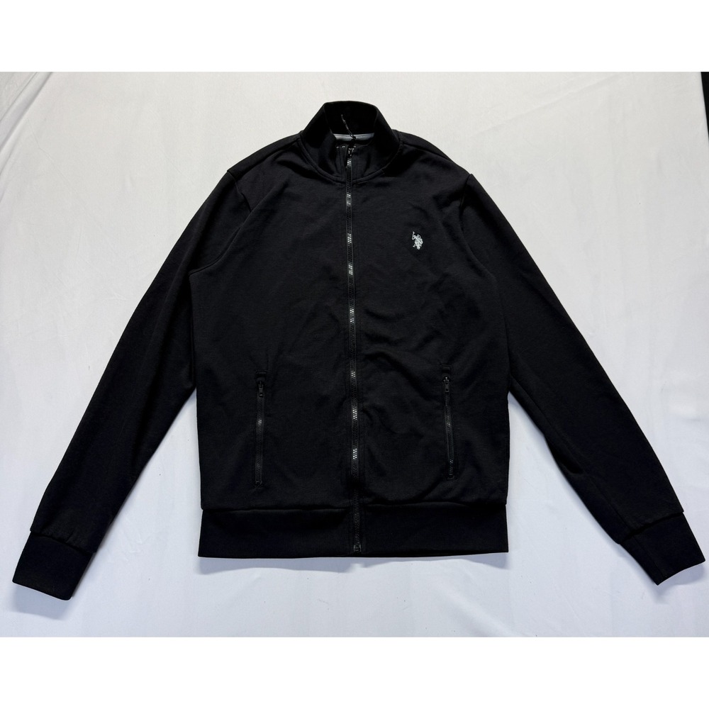 U.S. Polo Assn. Track Jacket Mens Small Black Full Zip Athleisure Sportswear